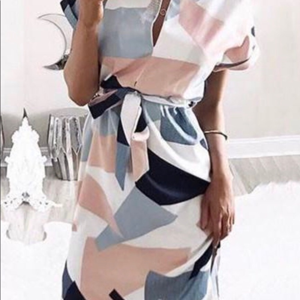 Brand new geometric multi color dress